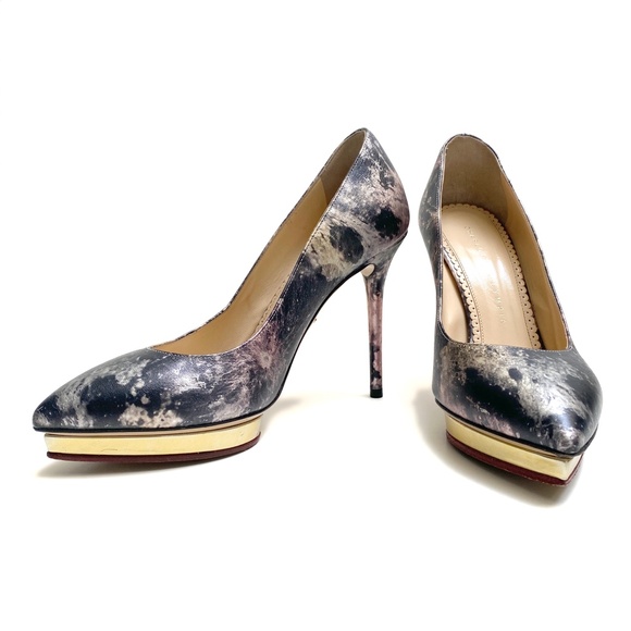 Sz37 / Charlotte Olympia Metallic Platform Pumps - Picture 5 of 13